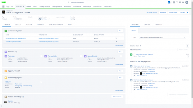 Die Benutzeroberfläche von Sage Live (Bild: Sage)